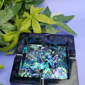 Square ashtray with iridescent interior