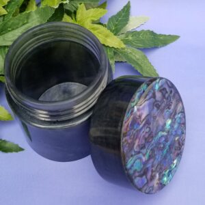 Open jar with decorative lid