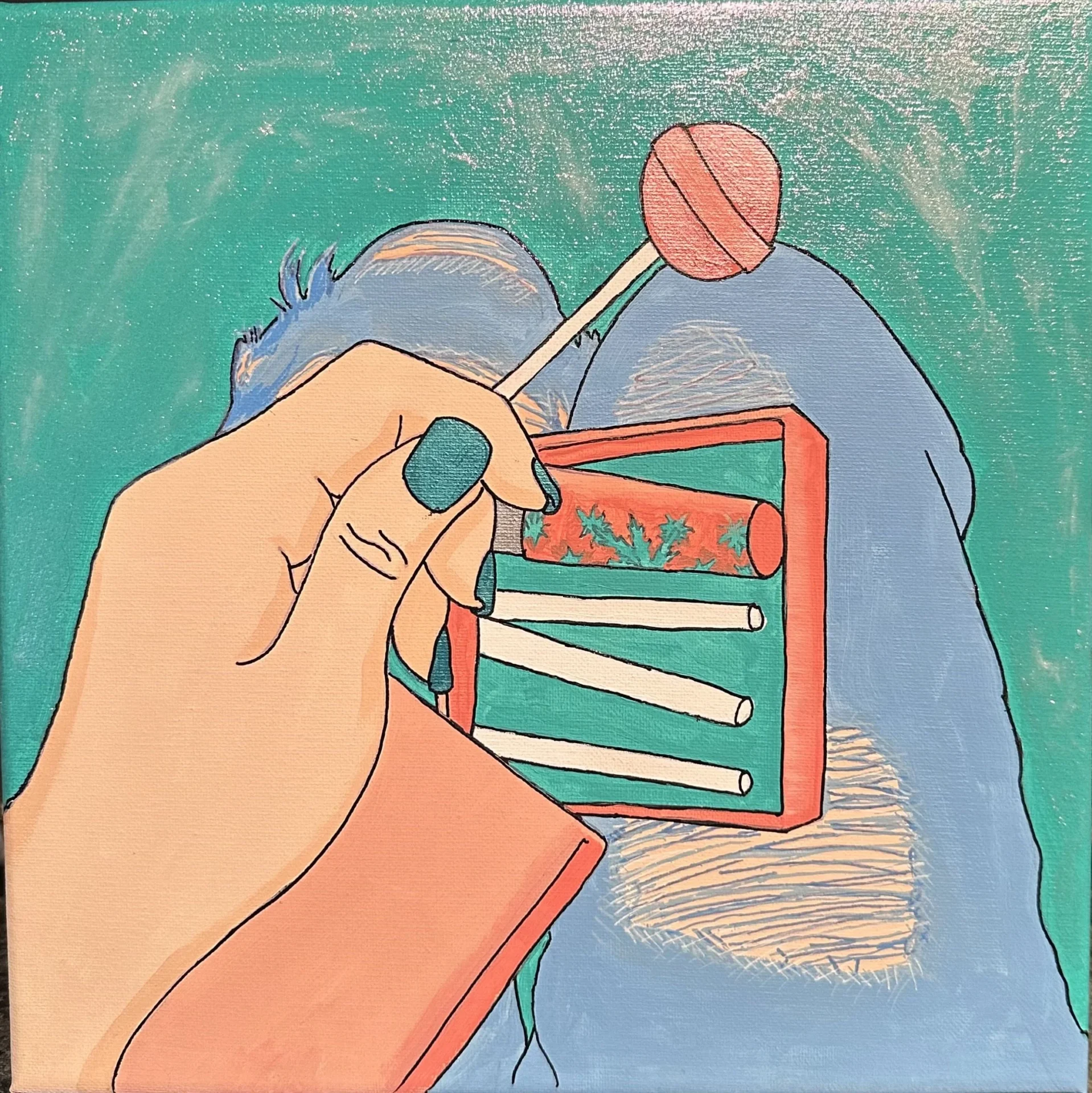 Colorful illustration of hand and matches