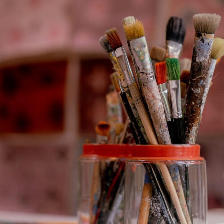 Assorted paintbrushes for painting projects